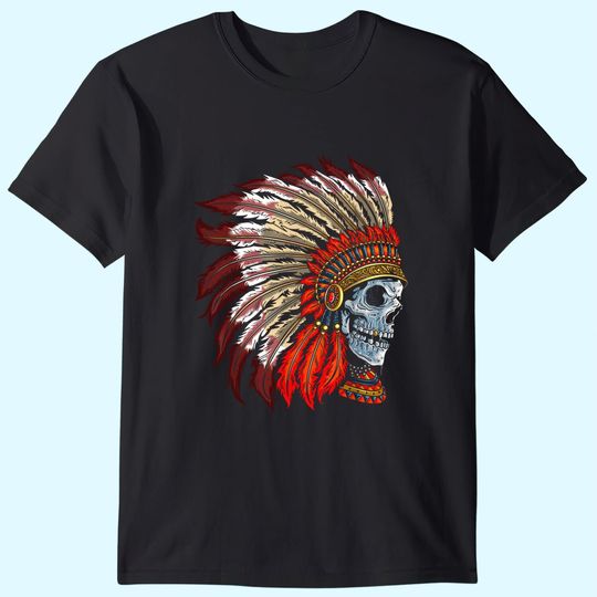 Native American Indian Tee Awesome Skull Indigenous American T-Shirt