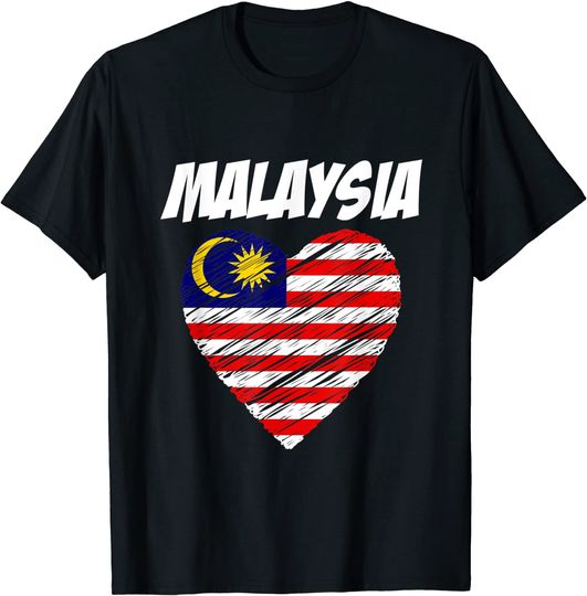 I love Malaysia, Malaysia Heart Flag T-Shirt