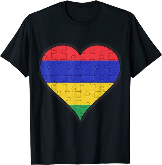 Mauritius Flag Heart T-Shirt