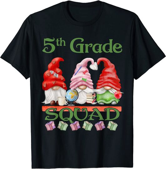 Cute Gnomes 5th Grade Squad Teacher Student Back To School T-Shirt
