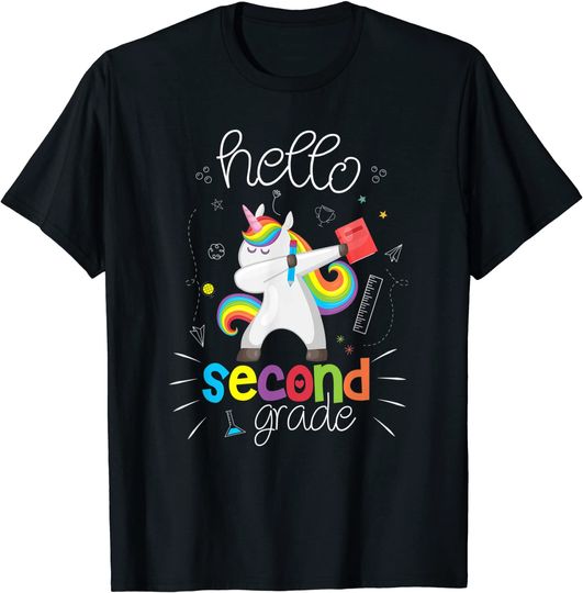 Hello Second Grade Funny Back to School 2st graders Unicorn T-Shirt