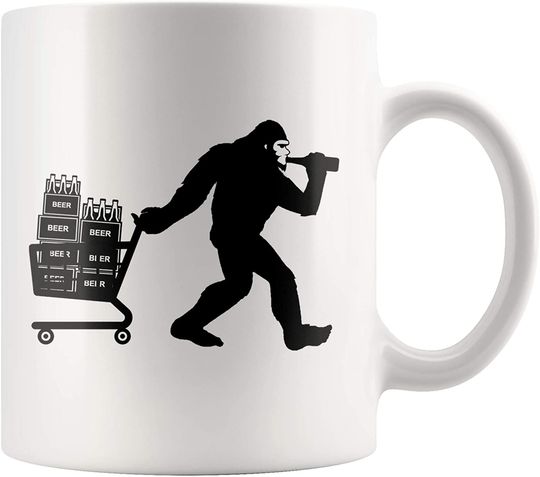 Shopping Cart Beer Mug For Bigfoot And Beer Lover Sasquatch Lover Beer Drinker Coffee Mug Gift Teacup