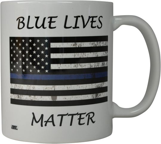 Blue Lives Matter Flag Thin Line Novelty Cup Great Gift Idea For Police Officer Law Enforcement PD