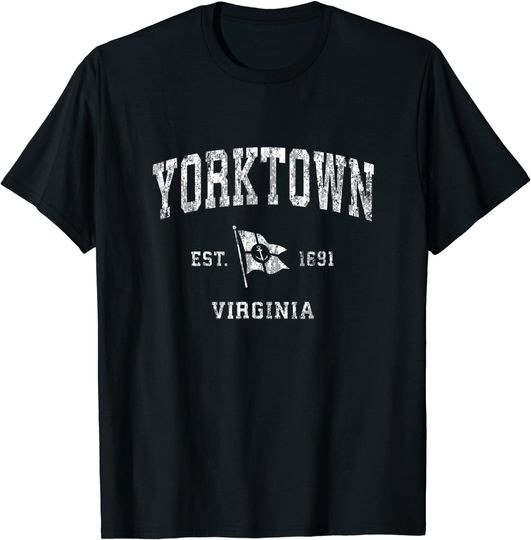 Yorktown VA Vintage Nautical Boat Anchor Flag Sports T-Shirt