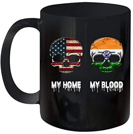 My Home My Blood American Indian Vintage Flag Skull Ceramic Mug
