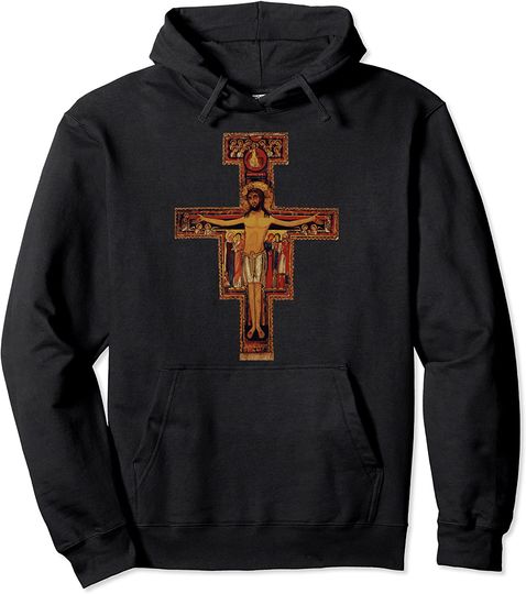 St Francis of Assisi San Damiano Cross Catholic Eastern Gift Pullover Hoodie