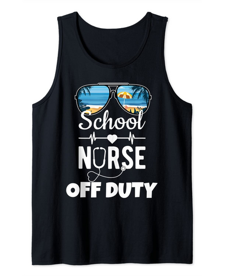 School Nurse Off Duty Sunglasses Beach Sunset Tank Top