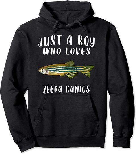 Just A Boy Who Loves Zebra Danios Fish Lover Pullover Hoodie