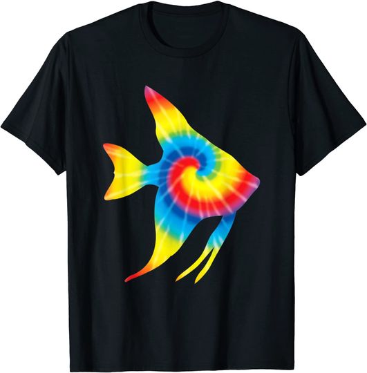 Tie Dye Angelfish Rainbow Print Pet Hippie T-Shirt