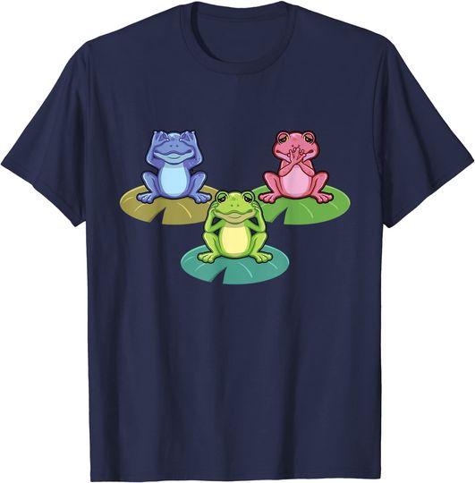See Hear Speak No Evil Wise Frogs Tree Frog Design T-Shirt
