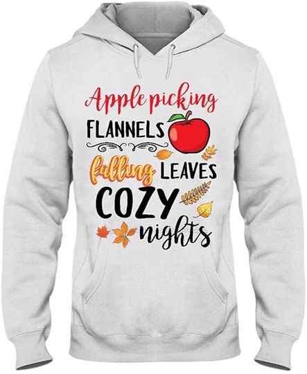Apple Picking Flannels Falling Leaves Cozy Nights Hoodie