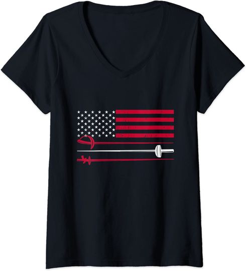 Fencing American Flag Sabers Usa Gift T-shirt