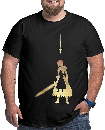 Fate Stay Night Saber Men's Shirt Casual Short Sleeve Big Size Cotton Tee