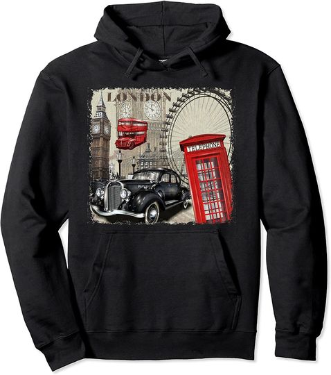 Vintage London England Pullover Hoodie