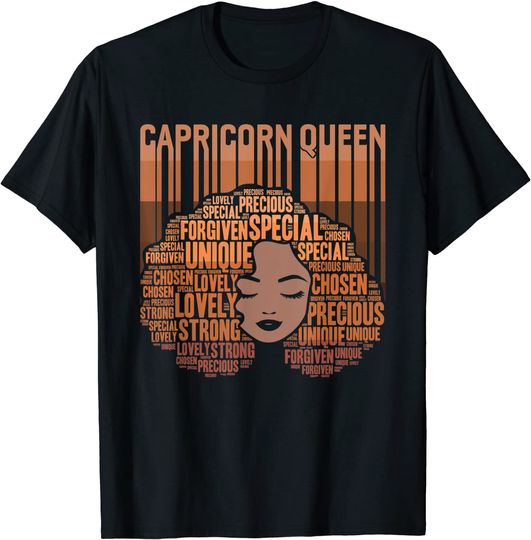 African American Capricorn Queen Pretty Black January Girl T-Shirt