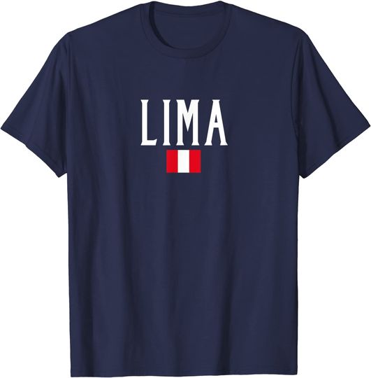 Lima Peru Flag Vintage White Text T Shirt