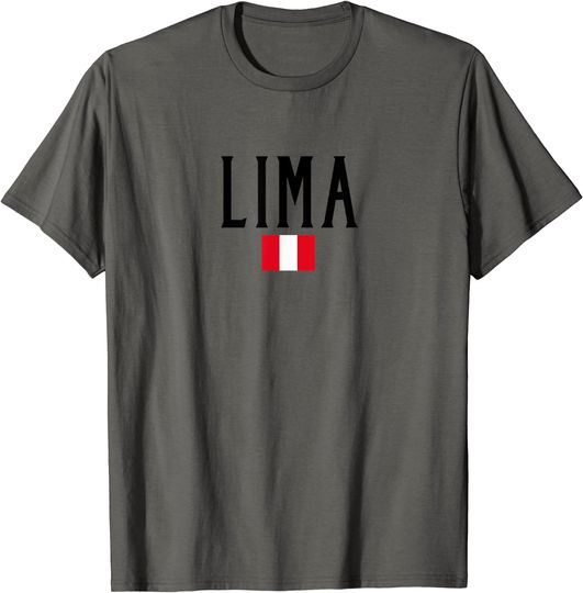Lima Peru Flag Vintage Black Text T Shirt