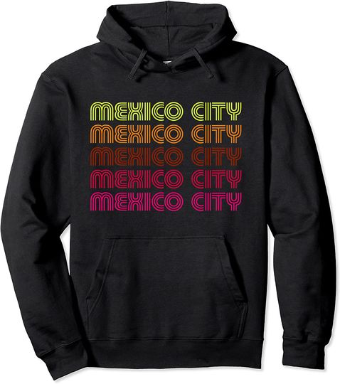 Retro Mexico City Inline Font Disco Pullover Hoodie