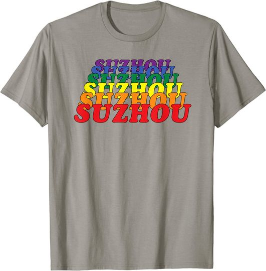 Suzhou City Gay Pride Rainbow Word Design T-Shirt