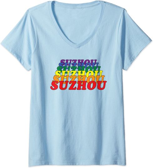 Suzhou City Gay Pride Rainbow Word Design T-shirt