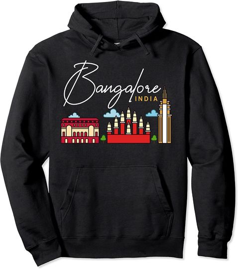 Bangalore India City Skyline Map Travel Pullover Hoodie