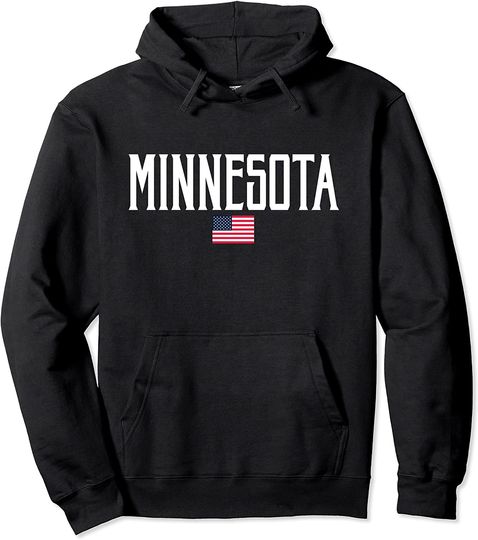 Minnesota American Flag Vintage Pullover Hoodie