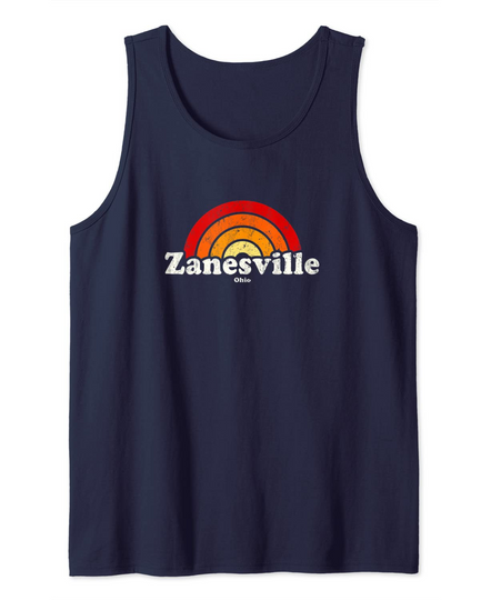 Zanesville Ohio Vintage 70s Retro Rainbow Design Tank Top