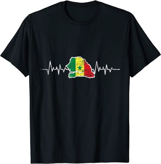Senegalese Flag Heartbeat T Shirt