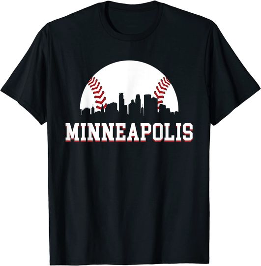 Minneapolis Skyline Cityscape Baseball T Shirt