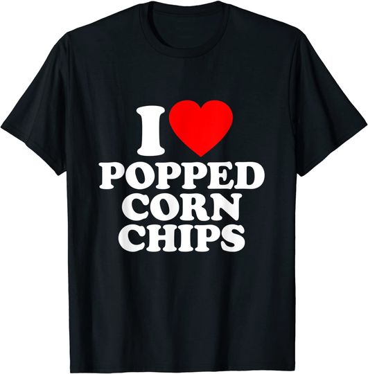 Popped Corn Chips Love Heart Retro Funny T-Shirt