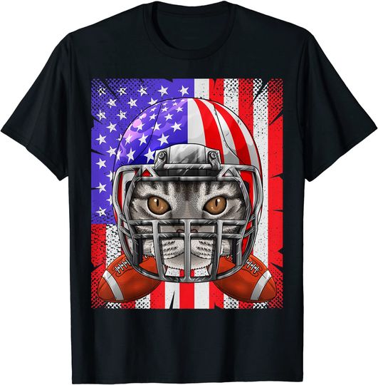 American Shorthair Football USA Flag Merica Football T Shirt