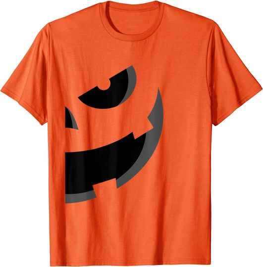 Pumpkin Face Halloween Matching Couple Jack-O-Lantern Left T-Shirt