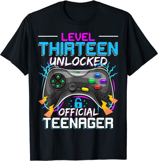 Level 13 Unlocked Official Teenager Video Game 13th Birthday T-Shirt