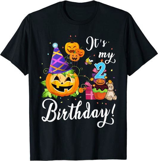 It's My 2nd Birthday Cute Pumpkin Halloween Gift Birthday T-Shirt