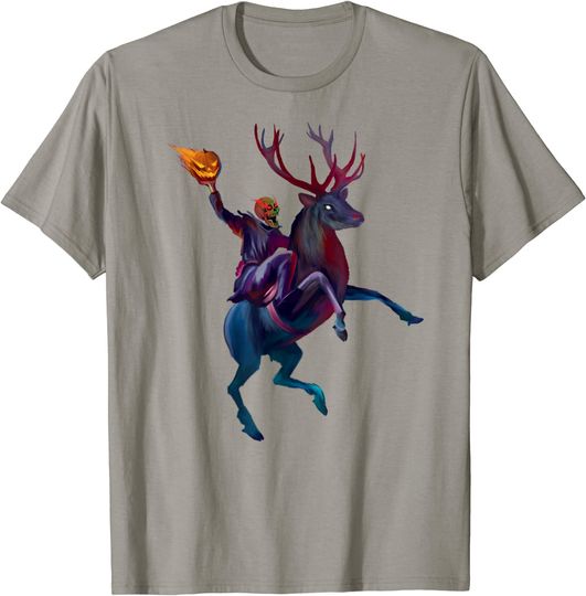Headless Halloween Horseman Horror Reindeer Pumpkin Xmas T-Shirt