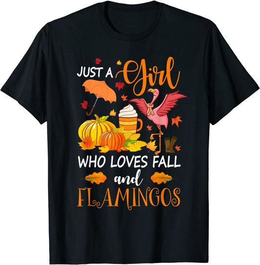 Just A Girl Who Loves Fall And Flamingo Halloween Flamingo T-Shirt