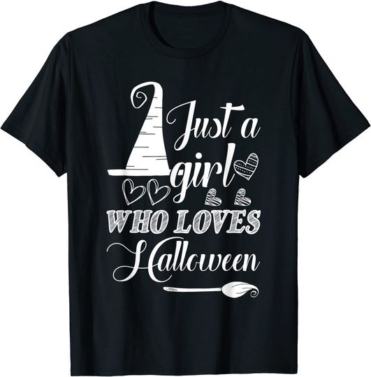 Just A Girl Who Loves Halloween Pumpkin Spice Witch Graphic T-Shirt