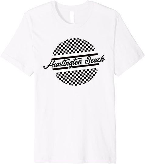 Huntington Beach Checkered Surf & Skate Style Gift T-Shirt