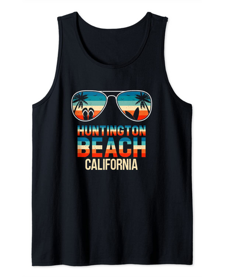 Huntington Beach California Retro 80s Vintage Surfing Tank Top