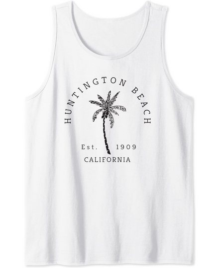Huntington Beach Original CA Palm Tree Image Novelty Art Tank Top