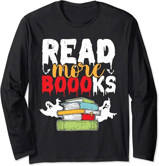 Read More Boooks Halloween Ghost Librarian Book Long Sleeve