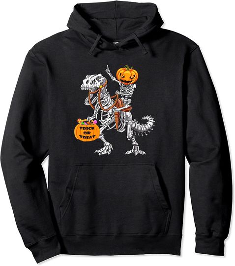T Rex Skeleton Halloween Pumpkin Hoodie