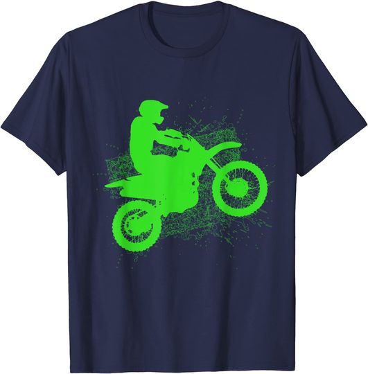 Dirt Bike Rider Tire Tracks Neon Green Youth T Shirt