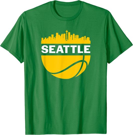 Vintage Seattle Washington Cityscape Basketball T-Shirt