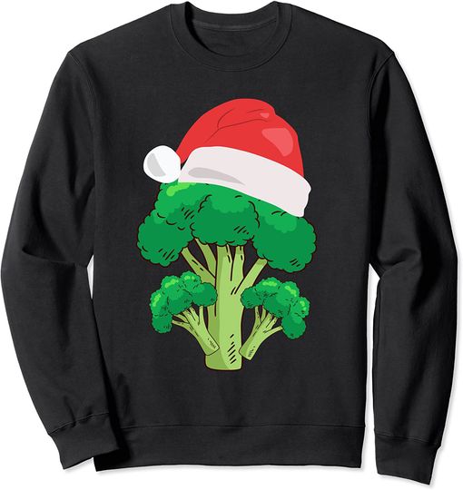 Broccoli Santa Hat Christmas Apparel Vegetarians Sweatshirt