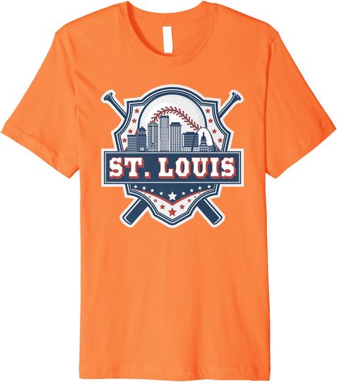 St. Louis Baseball Skyline Cityscape Classic Retro Baseball Premium T-Shirt