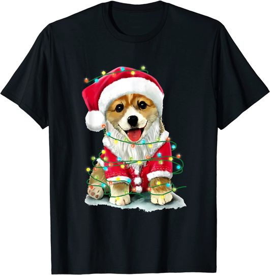 Christmas Corgi lights Santa Gift For Men Women Boys Girls T-Shirt