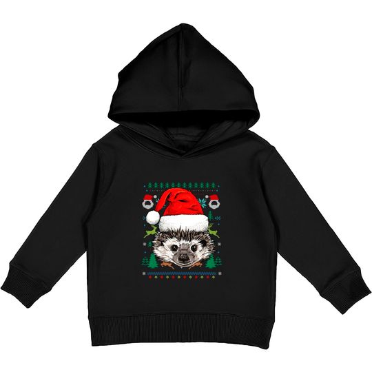 Hedgehog Ugly Christmas Santa Kids Pullover Hoodie