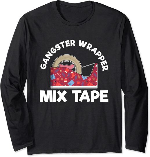 Gangster Wrapper Mix Tape Ugly Christmas Sweater Funny Pun Long Sleeve