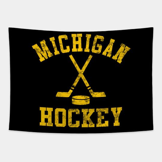 Vintage Michigan Hockey - Michigan Hockey - Tapestry
